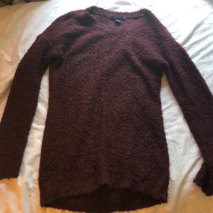 Maroon fuzzy long-sleeve sweater